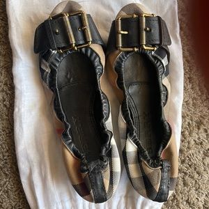 Burberry Brit Buckle Malton Ballerina Rubber Sole